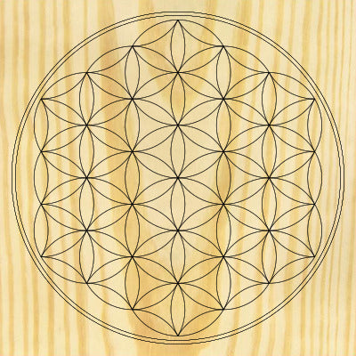 Sacred Geometry Wooden Crystal Grid Plate - Flower of Life