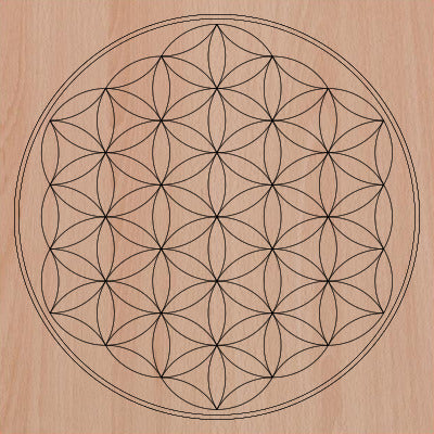 Sacred Geometry Wooden Crystal Grid Plate - Flower of Life