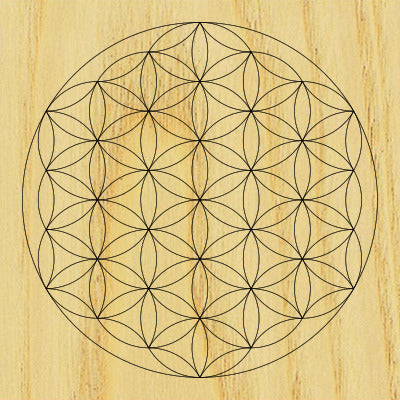 Sacred Geometry Wooden Crystal Grid Plate - Flower of Life