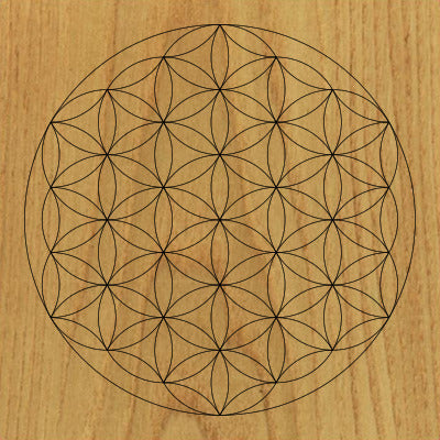 Sacred Geometry Wooden Crystal Grid Plate - Flower of Life