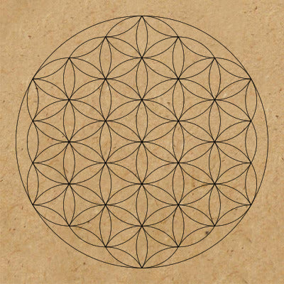 Sacred Geometry Wooden Crystal Grid Plate - Flower of Life