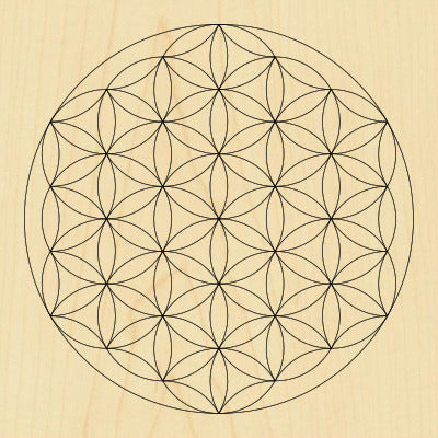Sacred Geometry Wooden Crystal Grid Plate - Flower of Life
