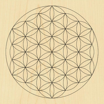Sacred Geometry Wooden Crystal Grid Plate - Flower of Life