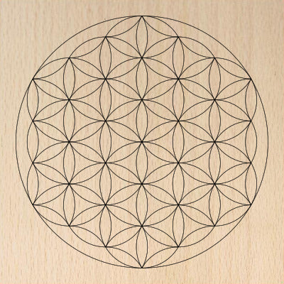 Sacred Geometry Wooden Crystal Grid Plate - Flower of Life