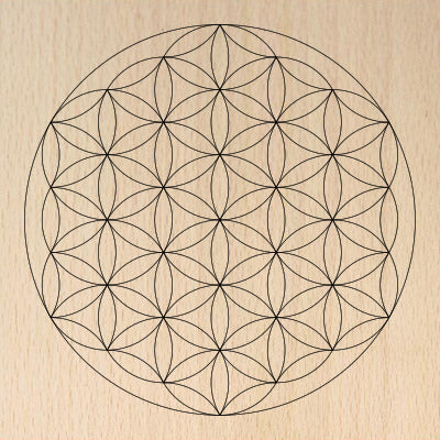Sacred Geometry Wooden Crystal Grid Plate - Flower of Life