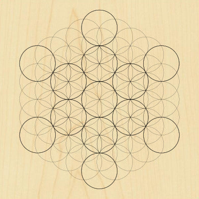Sacred Geometry Wooden Crystal Grid Plate - Fruit of Life