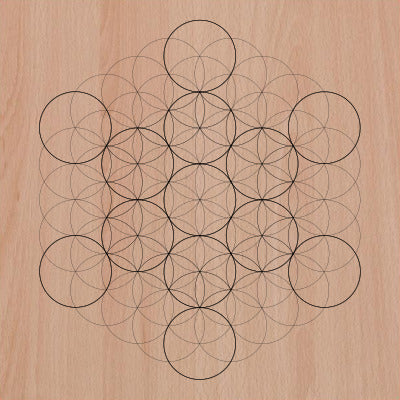 Sacred Geometry Wooden Crystal Grid Plate - Fruit of Life