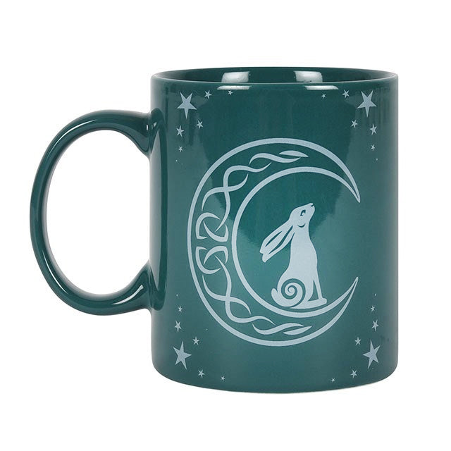 Moon Gazing Hare in Sage Green Mug