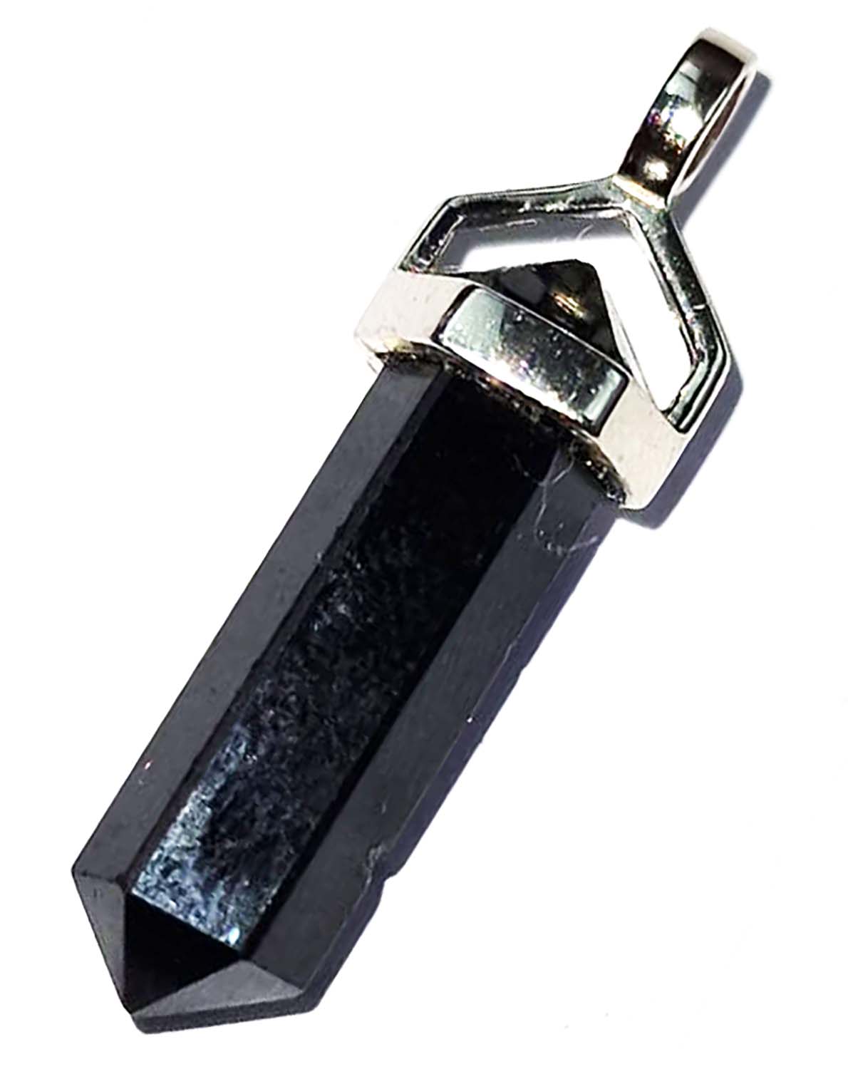 GeoFossils Black Tourmaline Sterling silver Double Terminated Pendant