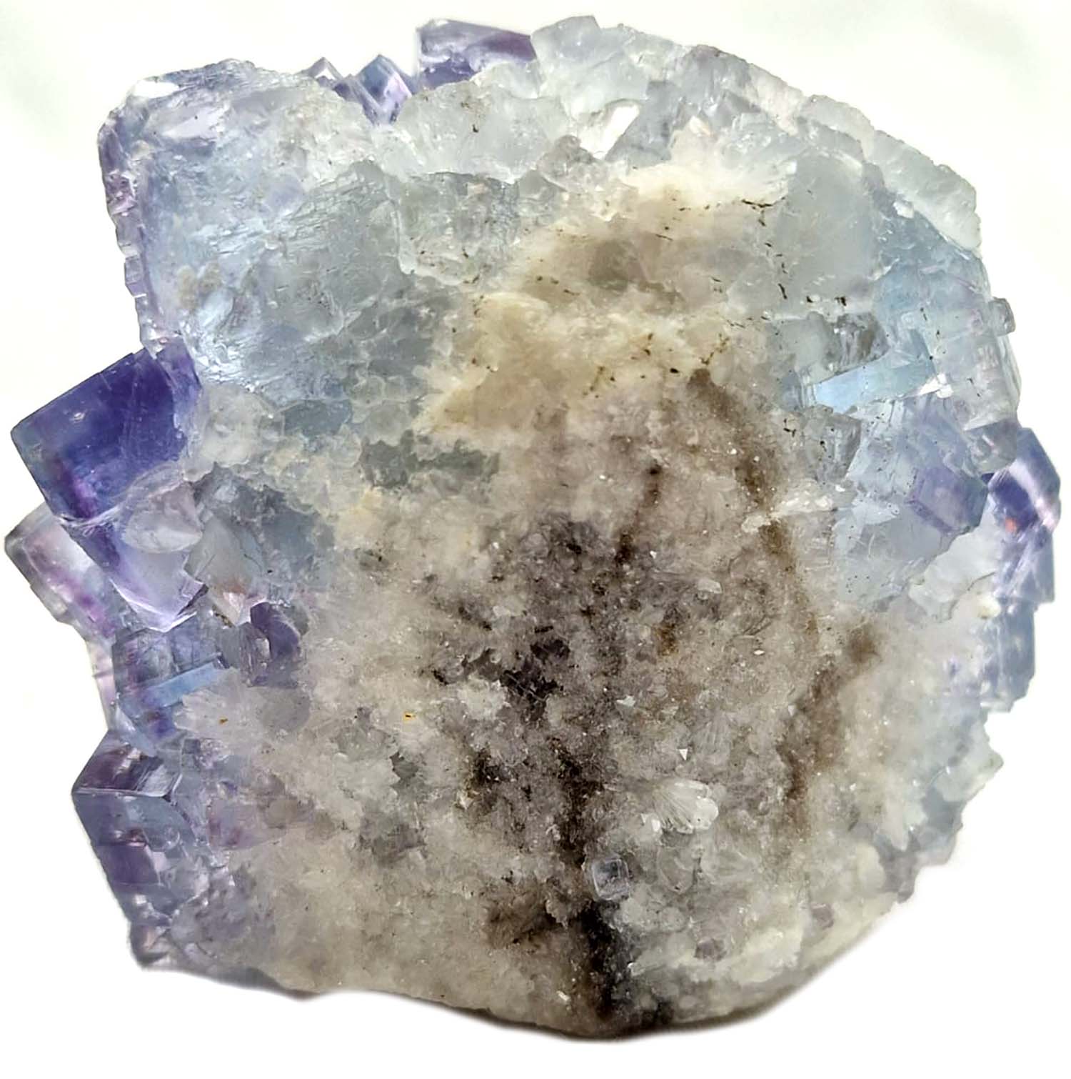 GeoFossils Blue Cubic Fluorite #2 Back with Penetration Twins La Viesca Mine, Huergo, Asturias, Spain
