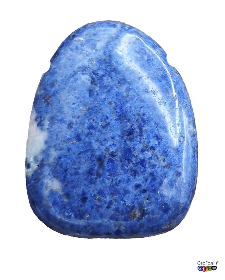 GeoFossils Dumortierite Drilled Tumble Stone – deep blue crystal with horizontal drill hole for mental clarity, patience and intuitive focus
