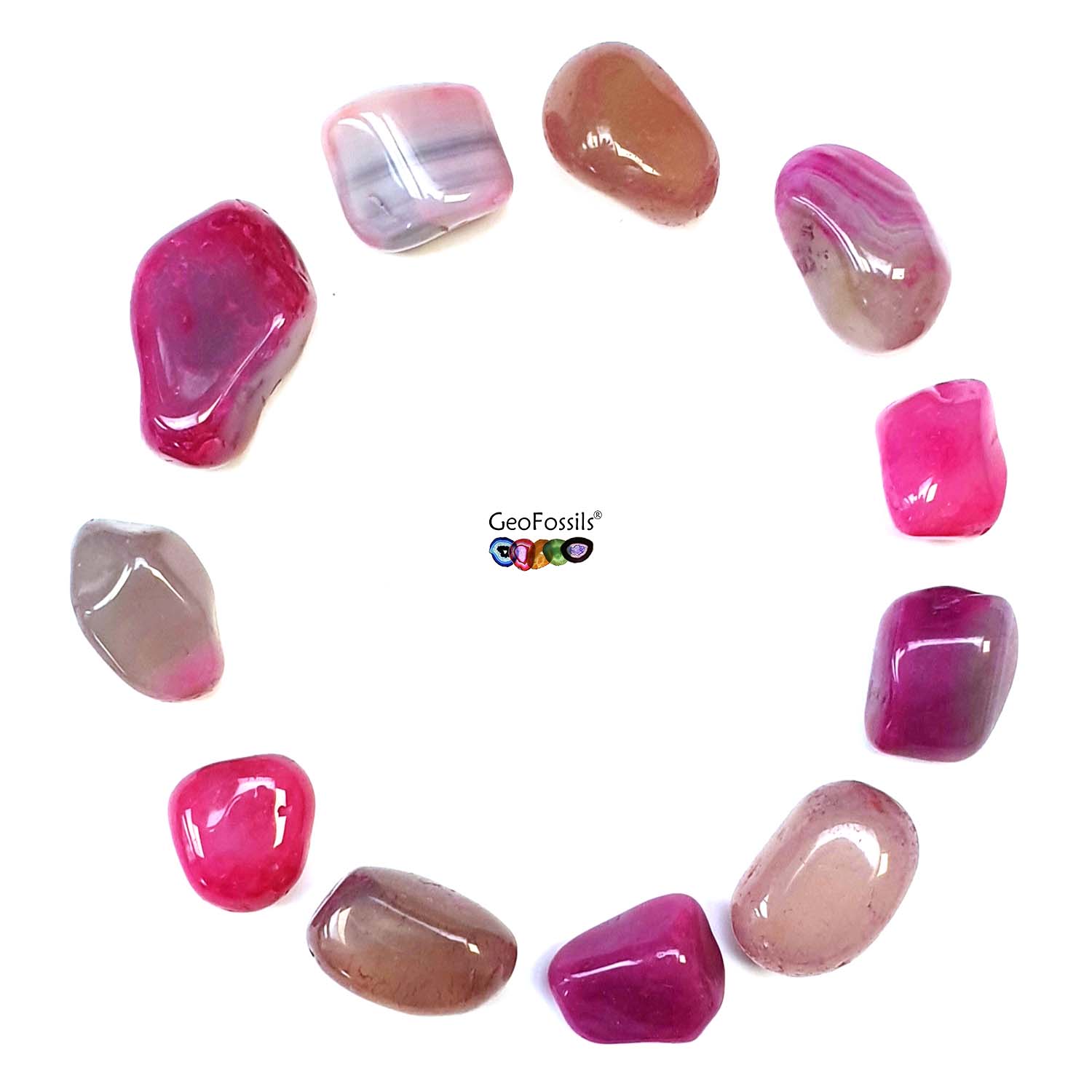 GeoFossils Dyed Pink Agate Polished Tumbled Stones