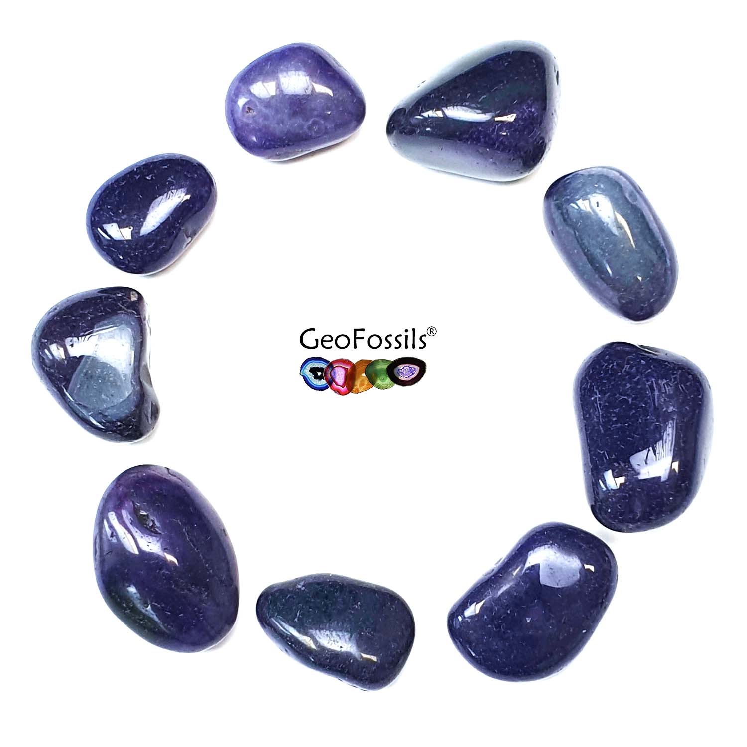 GeoFossils Dyed Purple Agate Polished Tumbled Stones