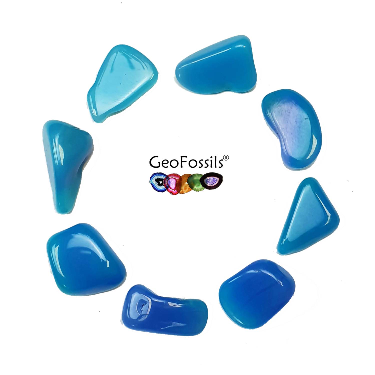 GeoFossils Funky Blue Agate Tumble Stones