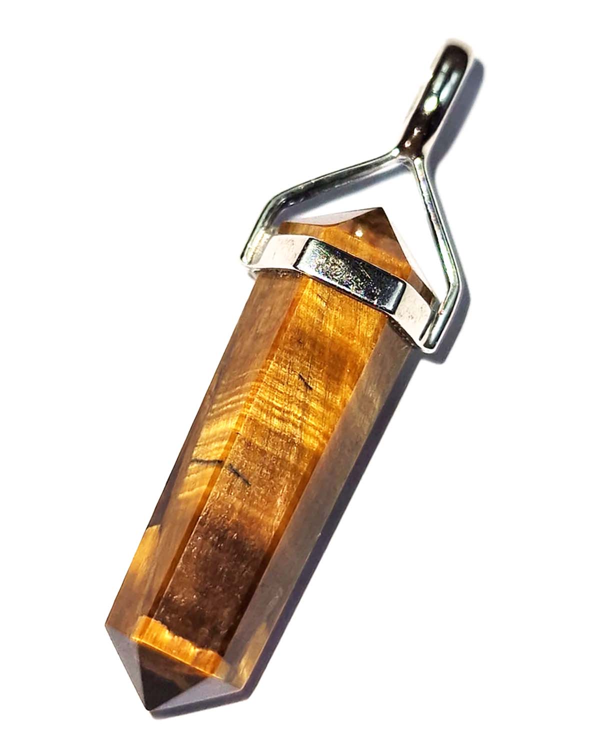 GeoFossils Gold Tigers Eye Double Terminated Pendant
