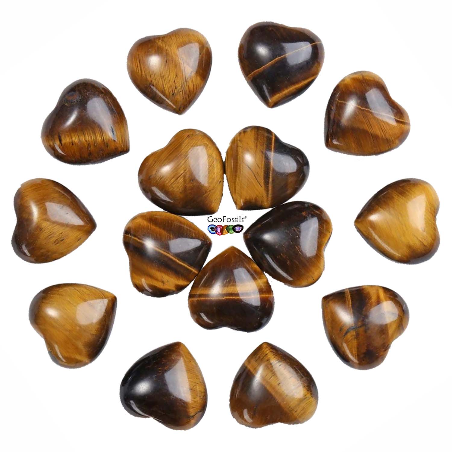 GeoFossils Gold Tiger Eye Crystal Heart 25mm