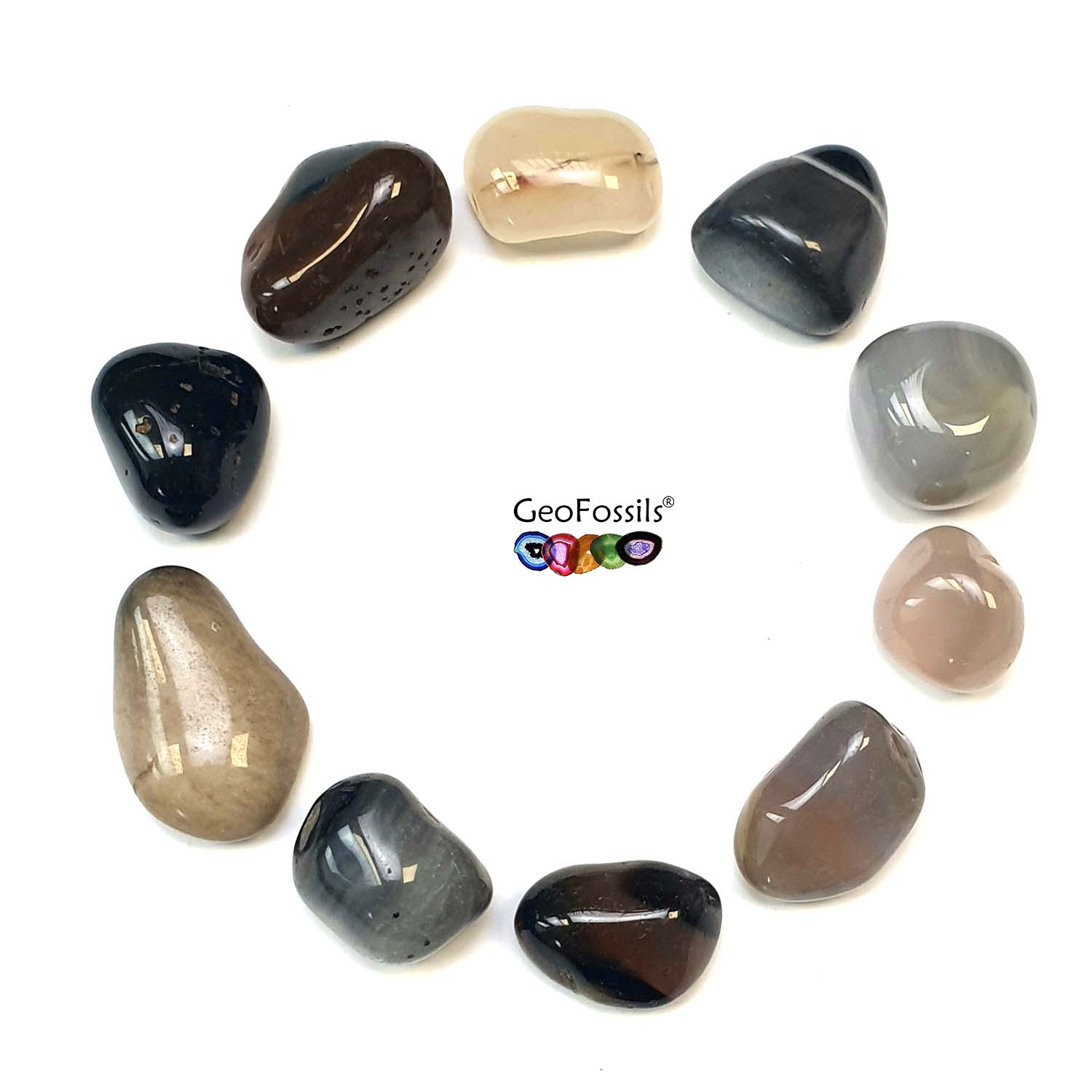 GeoFossils Natural Agate Healing Crystal Tumble Stone