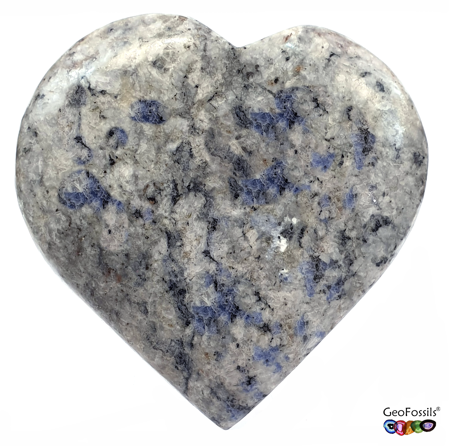 GeoFossils Sapphire in Feldspar Heart 14b