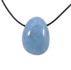 GeoFossils Angelite Drilled Tumble Stone – soft blue crystal with horizontal drill hole for spiritual connection, calm and compassionate communication