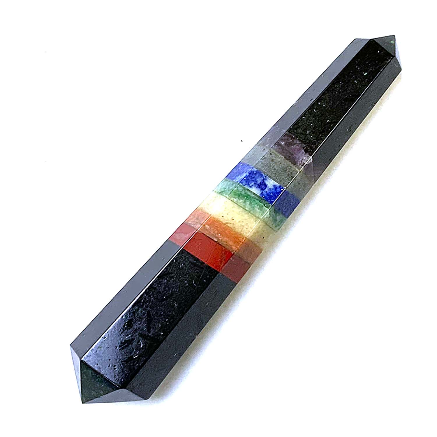 GeoFossils Black Tourmaline Bonded Double Terminated Chakra Wand