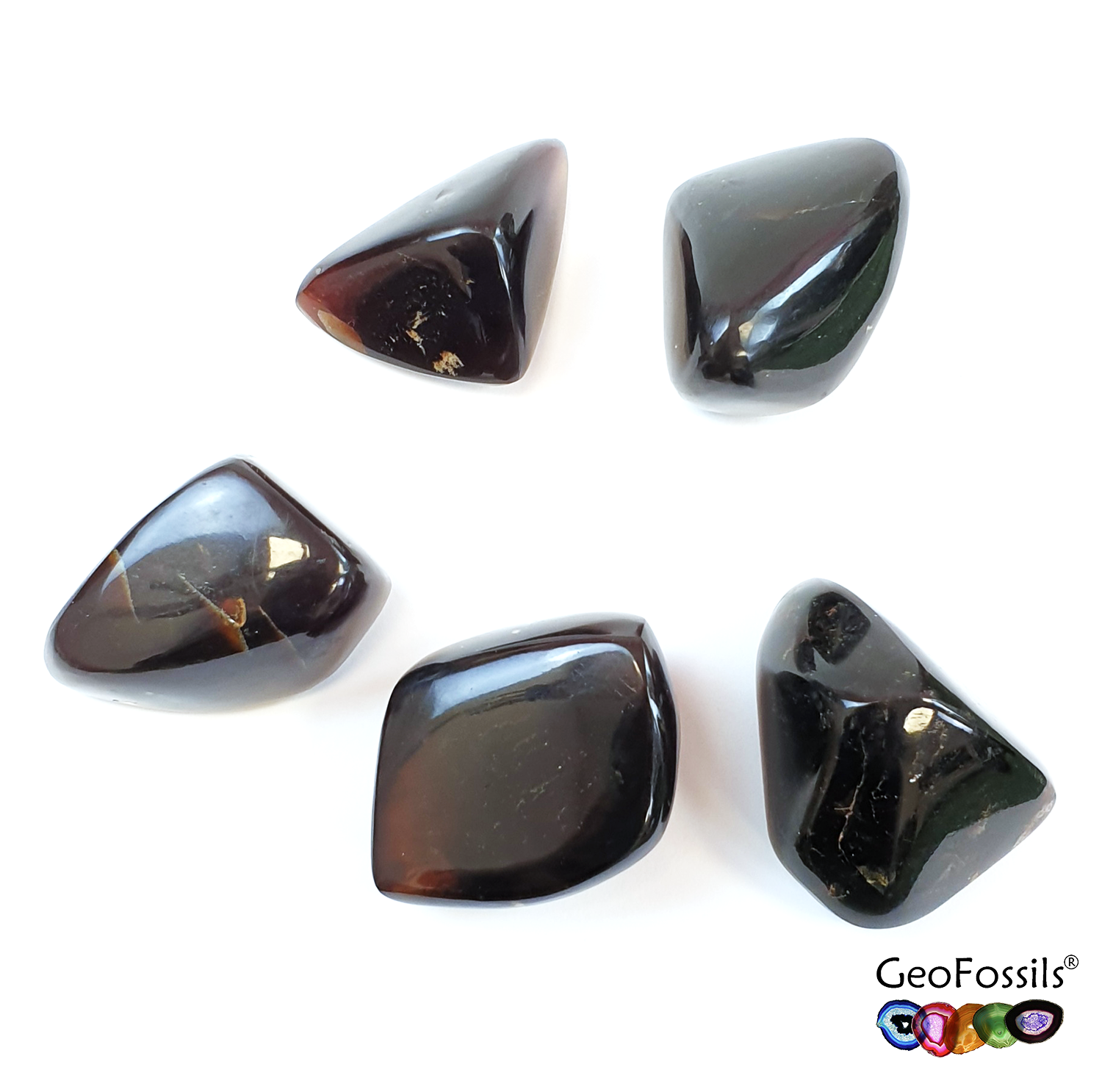 GeoFossils Blue Amber Tumble Stone from the Dominican Republic, a rare fossil resin crystal with blue fluorescence for clarity, protection, and intuition.