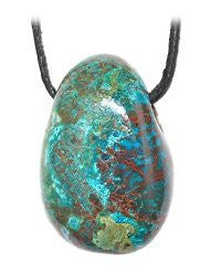 GeoFossils Chrysocolla High Grade Rare Drilled Tumble Stone, a vibrant blue-green crystal promoting calm communication, emotional healing, and inner peace.