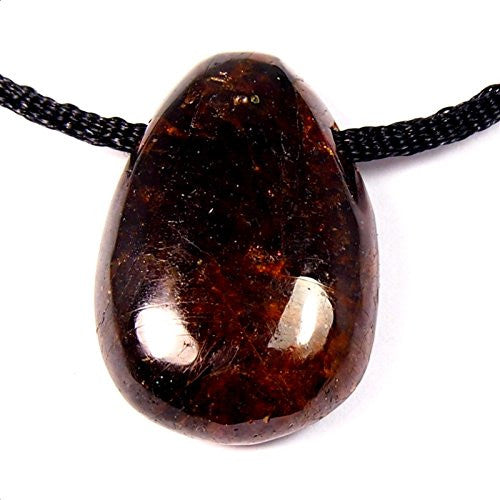 GeoFossils Red Garnet Drilled Tumble Stone – deep red crystal with horizontal drill hole for strength, passion and grounding