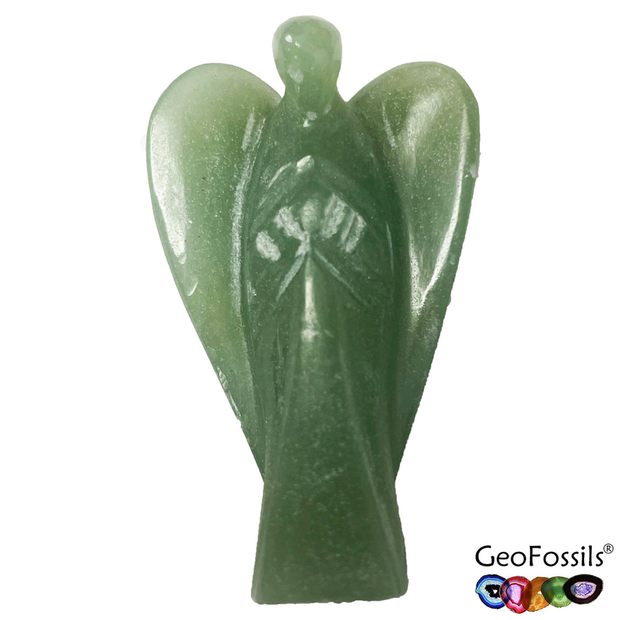 GeoFossils Green Aventurine Polished Angel Carving – Crystal angel for prosperity, emotional balance, and heart chakra healing, intuitively selected and prepared in the UK.