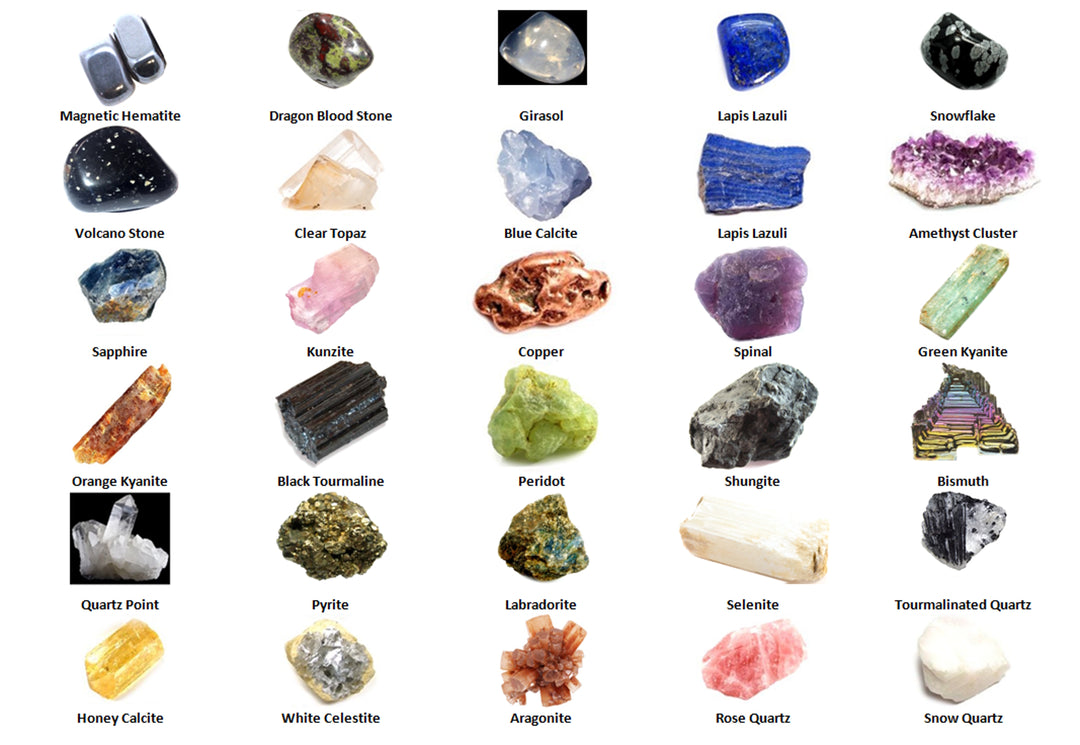 Alt Text:
GeoFossils Premium 30-piece crystal and mineral set featuring diverse polished and raw stones including Lapis Lazuli, Amethyst, Pyrite, and Rose Quartz.