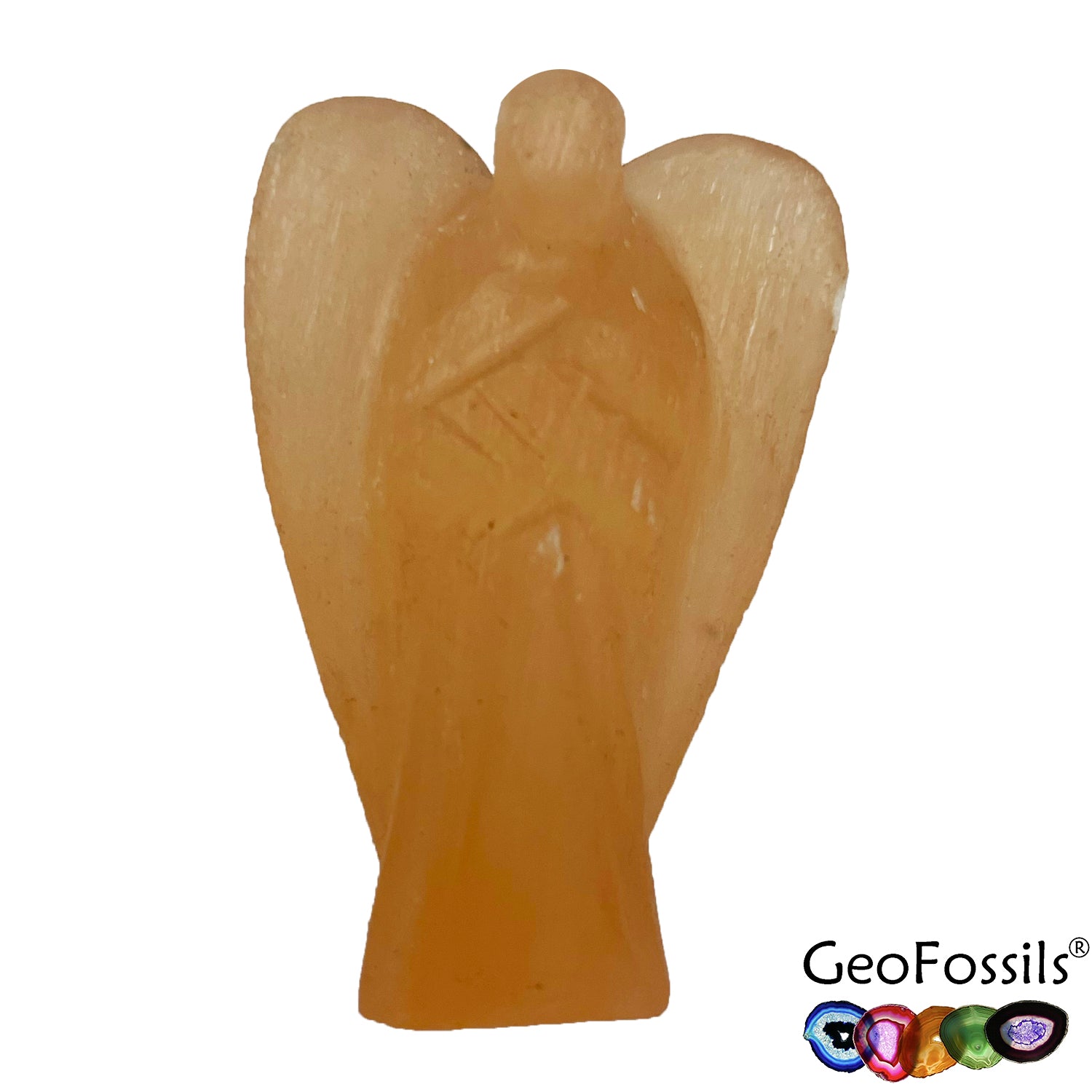 GeoFossils Peach Selenite Angel