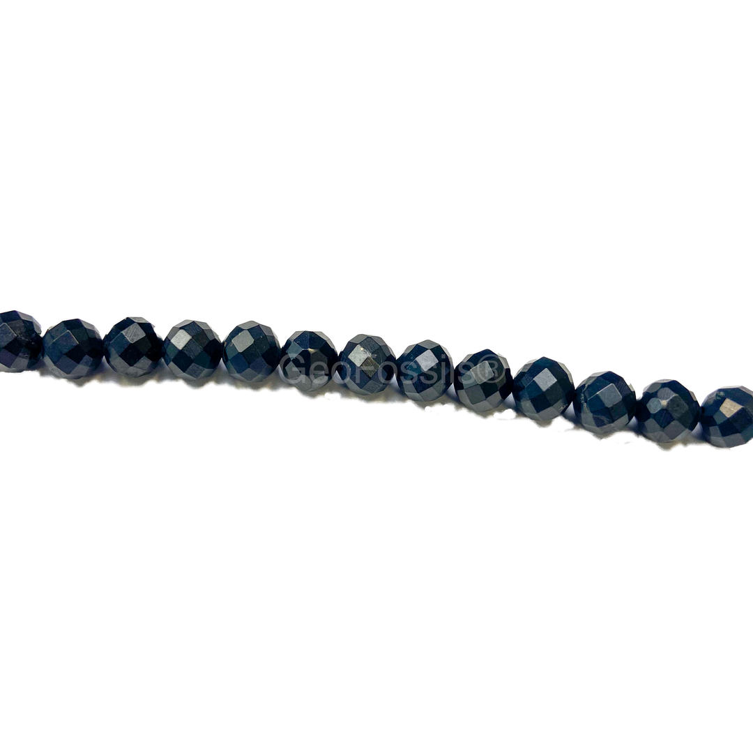 8mm Shungite AA faceted beads – polished black gemstones for EMF shielding and crystal jewellery