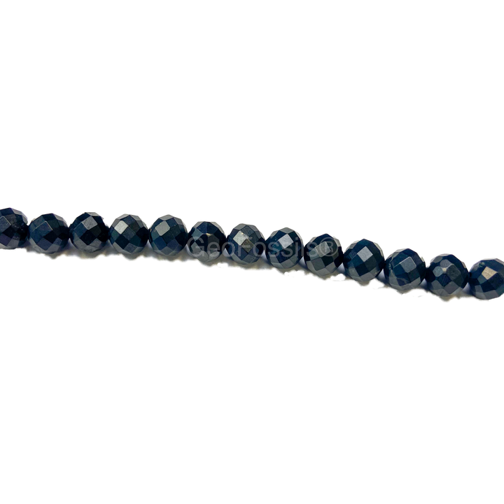 8mm Shungite AA faceted beads – polished black gemstones for EMF shielding and crystal jewellery