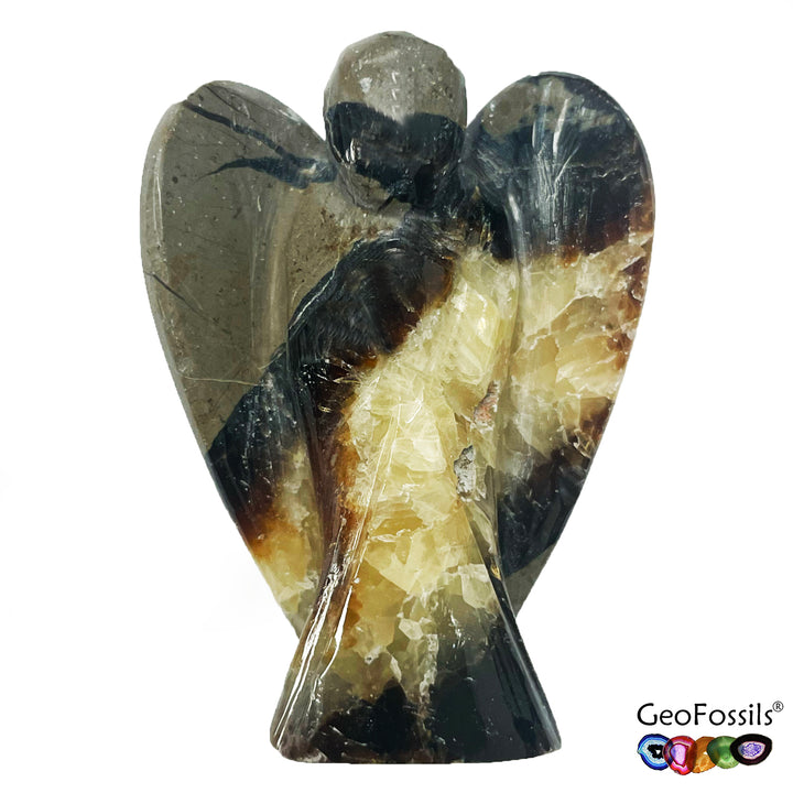 GeoFossils Septarian Angel carving with earthy tones and natural patterning
