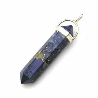 GeoFossils Lapis Lazuli Double Terminated Pendant – sterling silver setting for wisdom and clarity