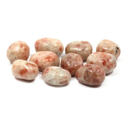 Sunstone Tumble Stones (20-25mm, 20 pack) – vibrant orange and gold stones known for boosting confidence, creativity, and abundance. Ideal for manifesting joy and personal power.