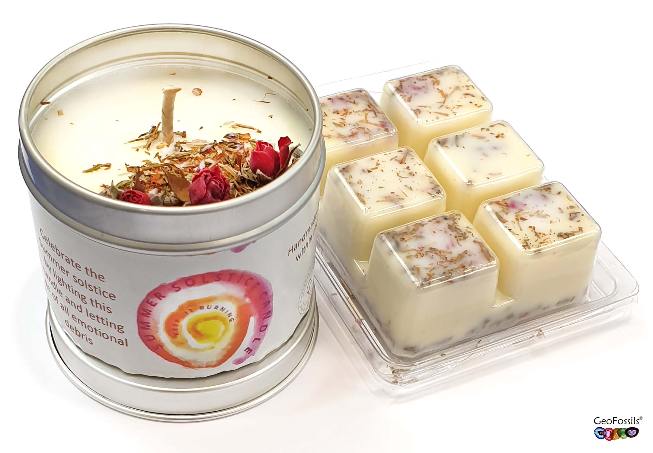 GeoFossils Summer solstice Candle with Botanicals