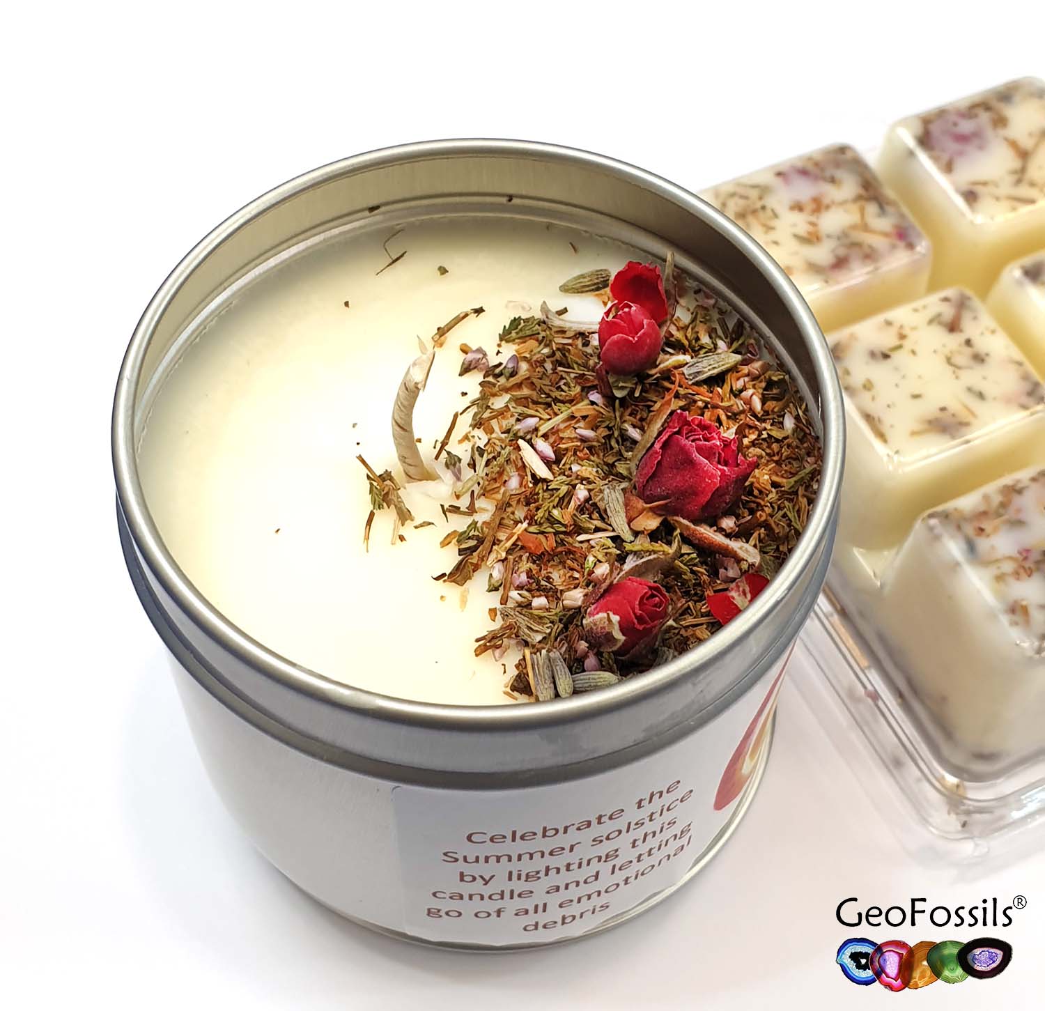 GeoFossils Summer solstice Candle with Botanicals