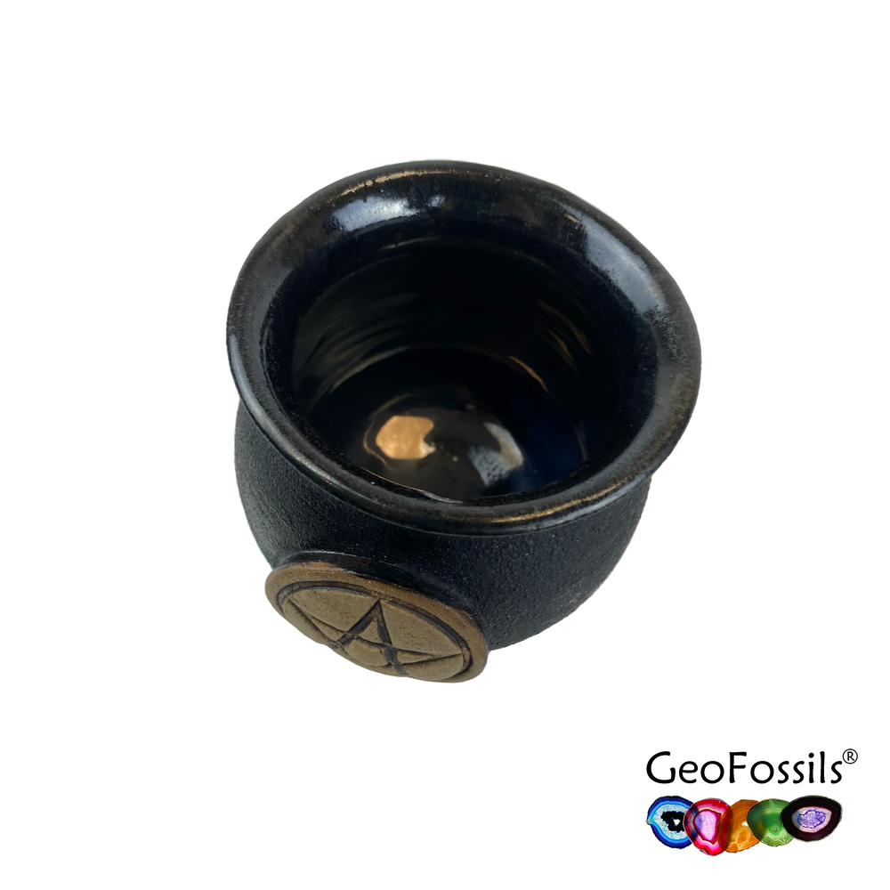 Geofossils Ceramic Cauldron Offering  Bowl