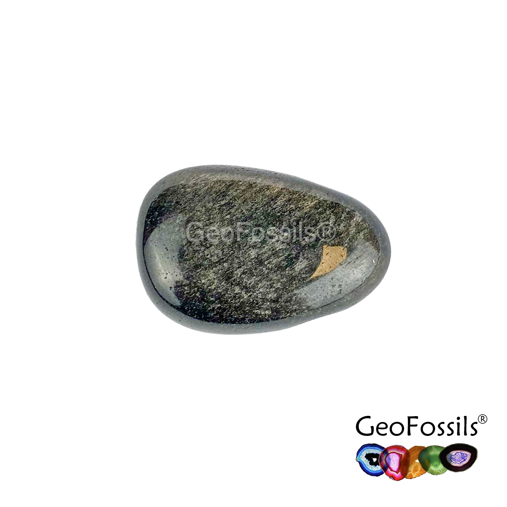 Geofossils Obsidian - Silver Sheen Drilled Tumble Stone