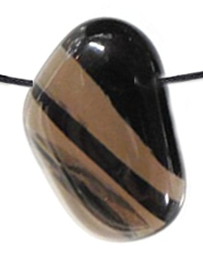 GeoFossils Midnight Lace Obsidian Drilled Tumble Stone – smoky black-banded crystal with horizontal drill hole for grounding, clarity and protection