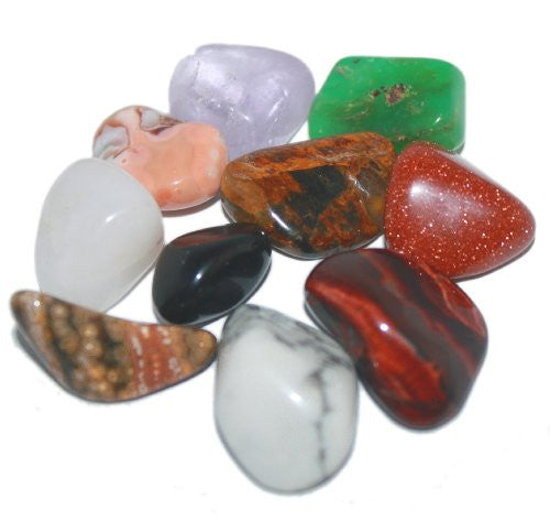 GeoFossils Tumble Stone Kit 2, a best-selling crystal set featuring 10 unique healing stones for balance, protection, love, and clarity.