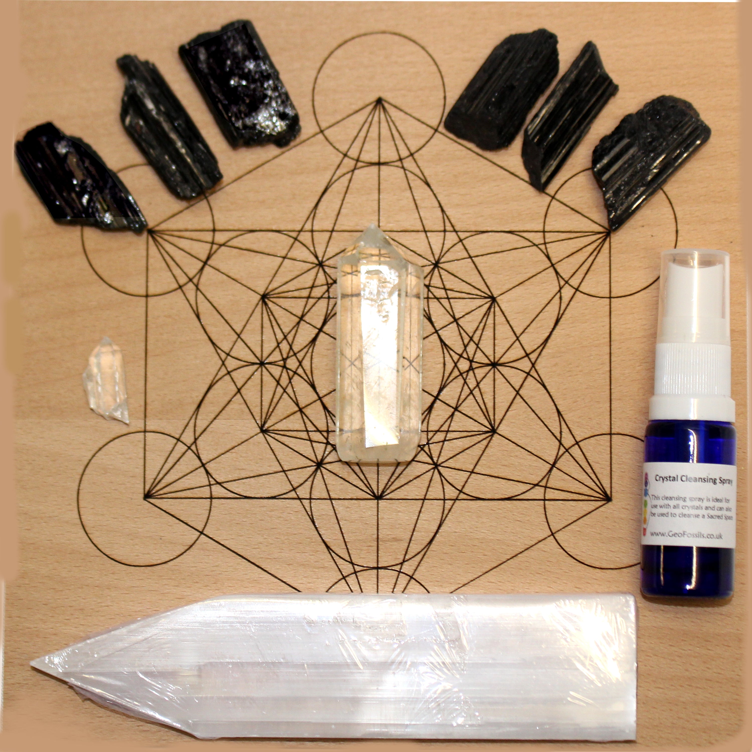 Black Tourmaline Crystal Grid For Protection