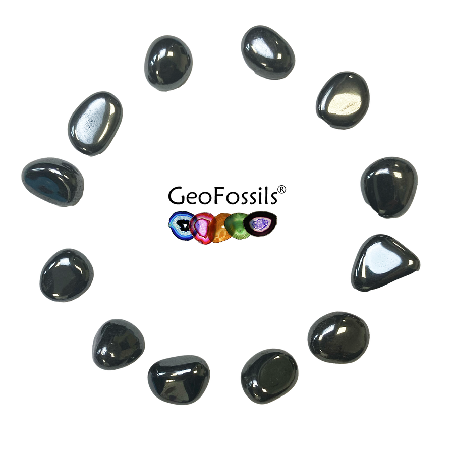 Hematite Tumble Stone – Grounding Crystal for Focus, Strength & Stability – polished tumble stone for crystal healing and meditation