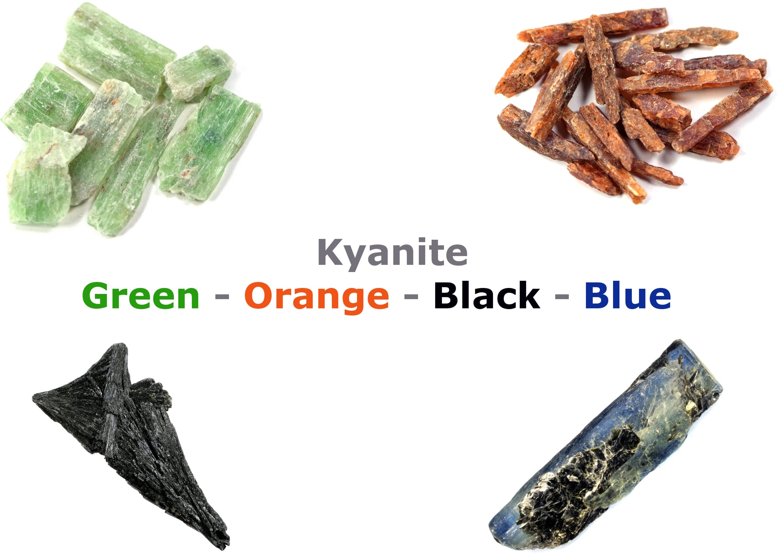 Green, Orange, Black & Blue Kyanite Mineral Collection
