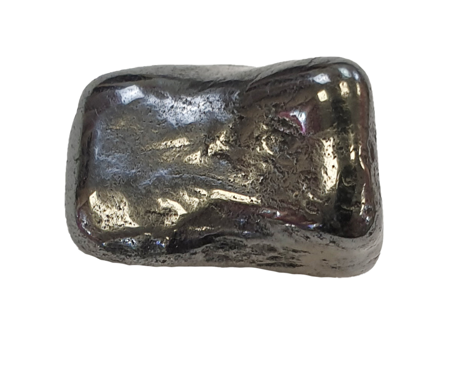 GeoFossils Manganese Tumble Stone, a metallic black grounding crystal for emotional strength, protection, and energetic stability.