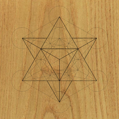 Sacred Geometry Wooden Crystal Grid Plate - Merkaba