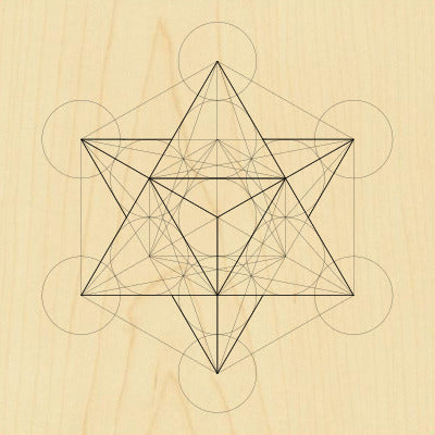 Sacred Geometry Wooden Crystal Grid Plate - Merkaba