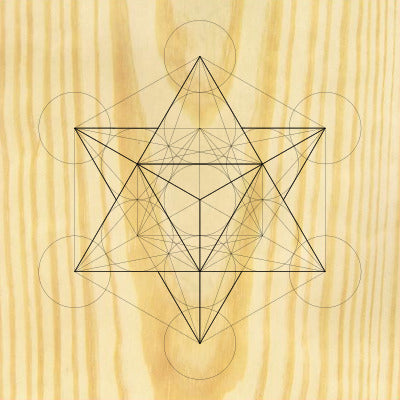 Sacred Geometry Wooden Crystal Grid Plate - Merkaba