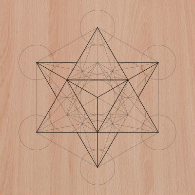 Sacred Geometry Wooden Crystal Grid Plate - Merkaba