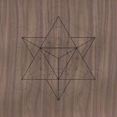 Sacred Geometry Wooden Crystal Grid Plate - Merkaba